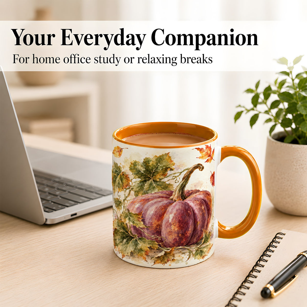 #pl[11oz|Orange] Purple Watercolor Pumpkin Coffee Mug, Autumn Harvest Mug, Ceramic Cup