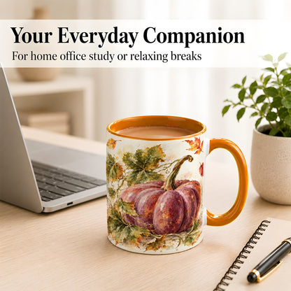 #pl[11oz|Orange] Purple Watercolor Pumpkin Coffee Mug, Autumn Harvest Mug, Ceramic Cup