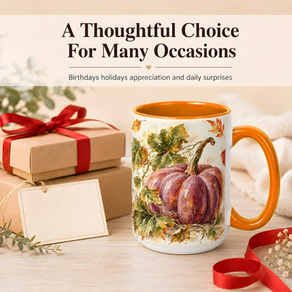 #pl[15oz|Orange] Purple Watercolor Pumpkin Coffee Mug, Autumn Harvest Mug, Ceramic Cup