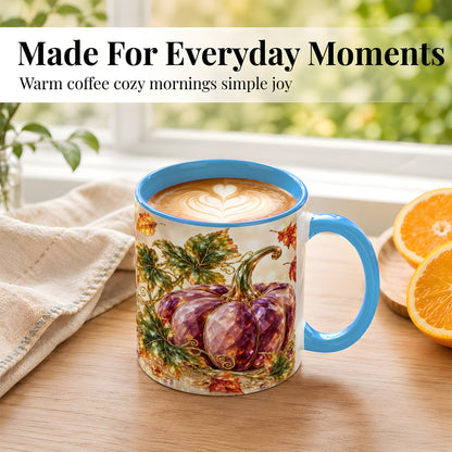 #pl[11oz|Blue] Faceted Purple Pumpkin Coffee Mug, Autumn Harvest Mug, Ceramic Cup