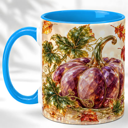 #pl[11oz|Blue] Faceted Purple Pumpkin Coffee Mug, Autumn Harvest Mug, Ceramic Cup