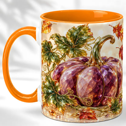 #pl[11oz|Orange] Faceted Purple Pumpkin Coffee Mug, Autumn Harvest Mug, Ceramic Cup