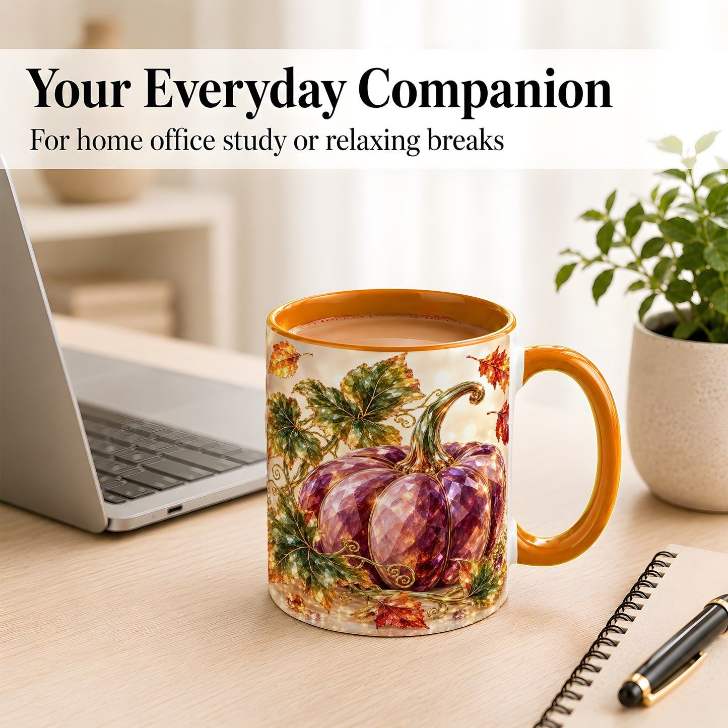 #pl[11oz|Orange] Faceted Purple Pumpkin Coffee Mug, Autumn Harvest Mug, Ceramic Cup