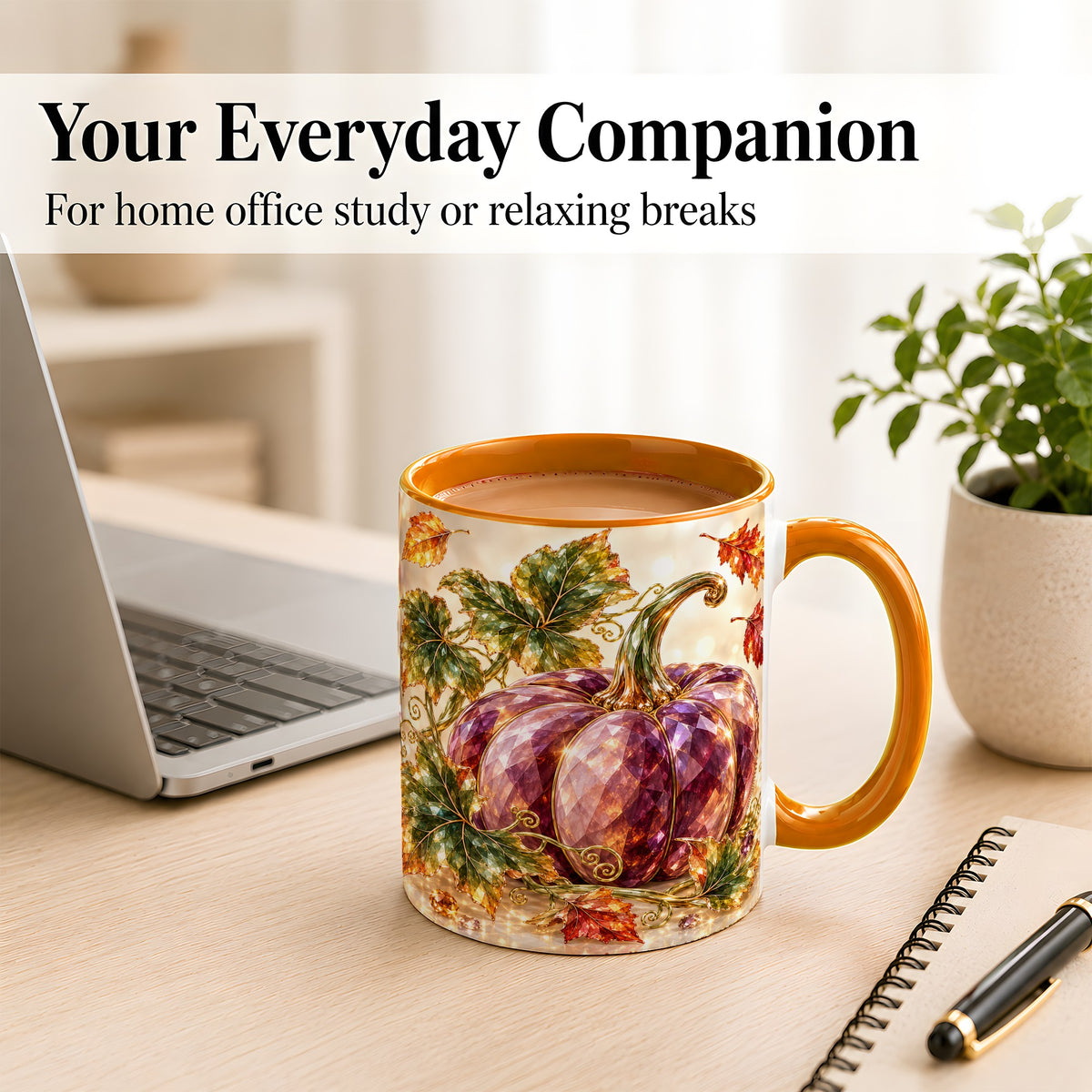 #pl[11oz|Orange] Faceted Purple Pumpkin Coffee Mug, Autumn Harvest Mug, Ceramic Cup