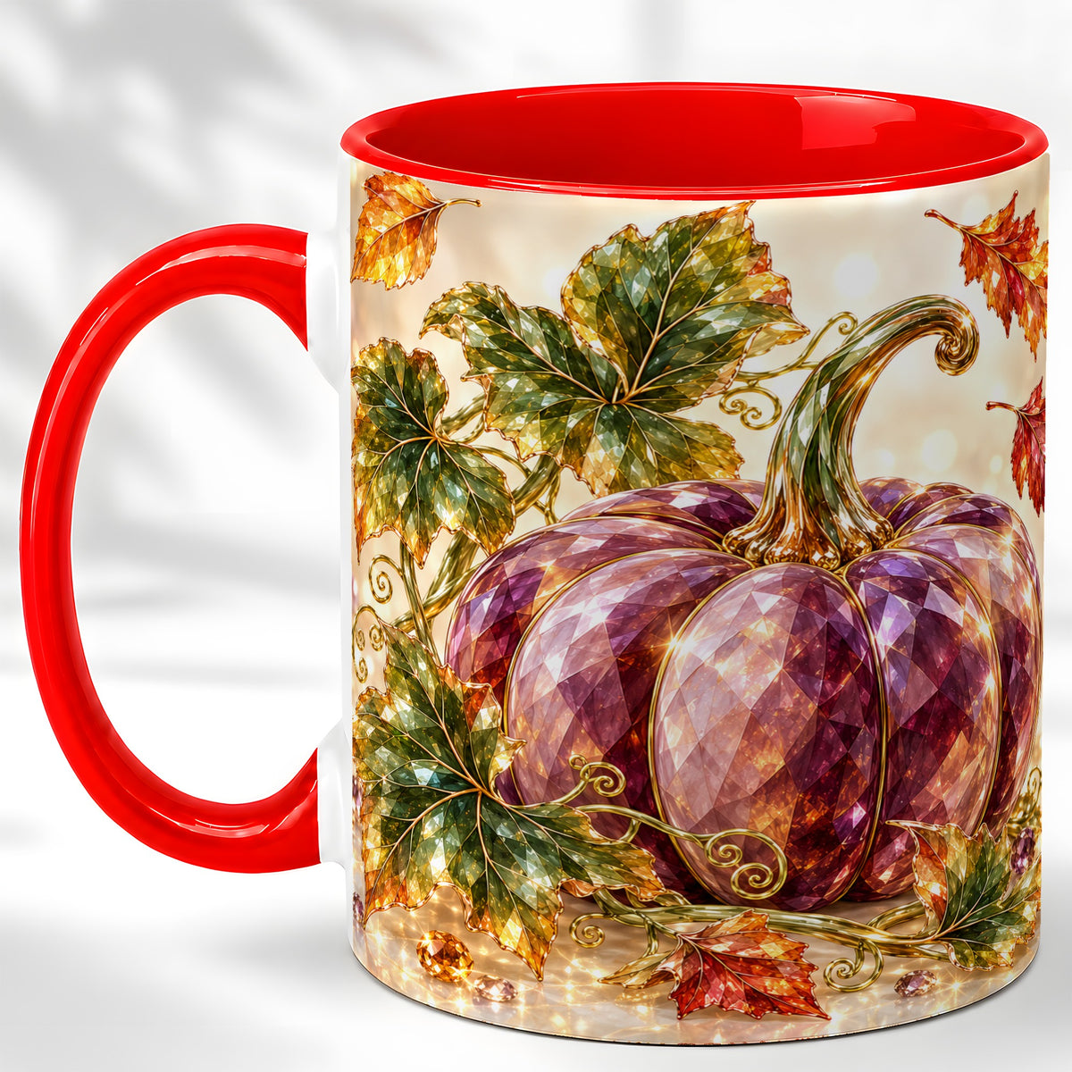 Faceted Purple Pumpkin Coffee Mug, Autumn Harvest Mug, Ceramic Cup