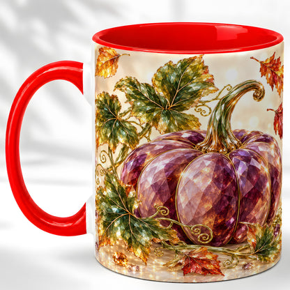Faceted Purple Pumpkin Coffee Mug, Autumn Harvest Mug, Ceramic Cup