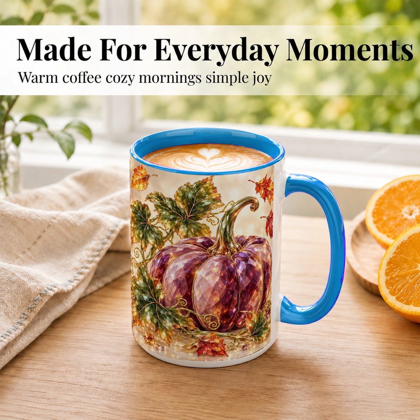 #pl[15oz|Blue] Faceted Purple Pumpkin Coffee Mug, Autumn Harvest Mug, Ceramic Cup