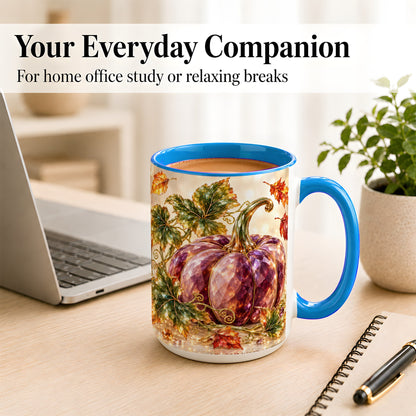 #pl[15oz|Blue] Faceted Purple Pumpkin Coffee Mug, Autumn Harvest Mug, Ceramic Cup