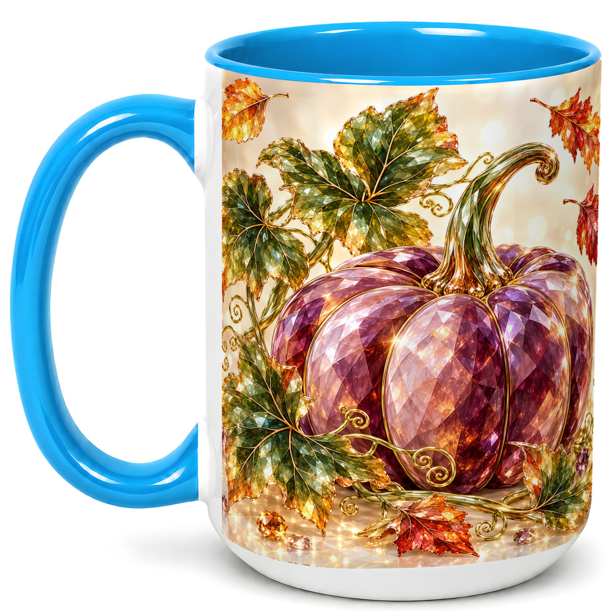 #pl[15oz|Blue] Faceted Purple Pumpkin Coffee Mug, Autumn Harvest Mug, Ceramic Cup
