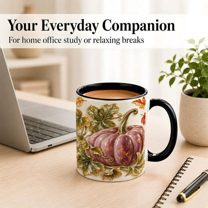 #pl[11oz|Black] Mauve Pumpkin Coffee Mug, Golden Vine Mug, Ceramic Cup