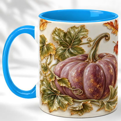 #pl[11oz|Blue] Mauve Pumpkin Coffee Mug, Golden Vine Mug, Ceramic Cup