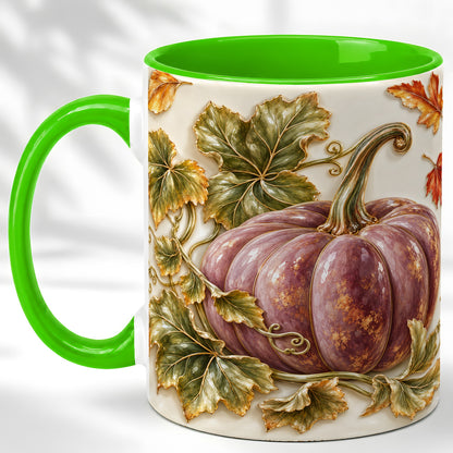 #pl[11oz|Green] Mauve Pumpkin Coffee Mug, Golden Vine Mug, Ceramic Cup