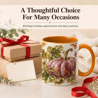 #pl[11oz|Orange] Mauve Pumpkin Coffee Mug, Golden Vine Mug, Ceramic Cup