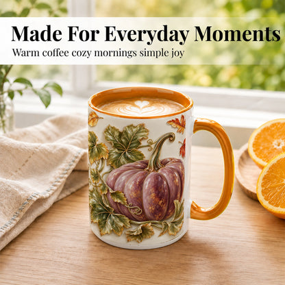 #pl[15oz|Orange] Mauve Pumpkin Coffee Mug, Golden Vine Mug, Ceramic Cup