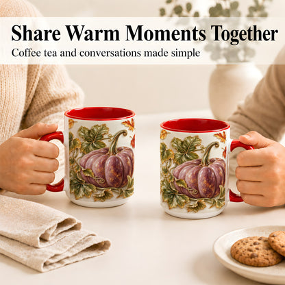 #pl[15oz|Red] Mauve Pumpkin Coffee Mug, Golden Vine Mug, Ceramic Cup