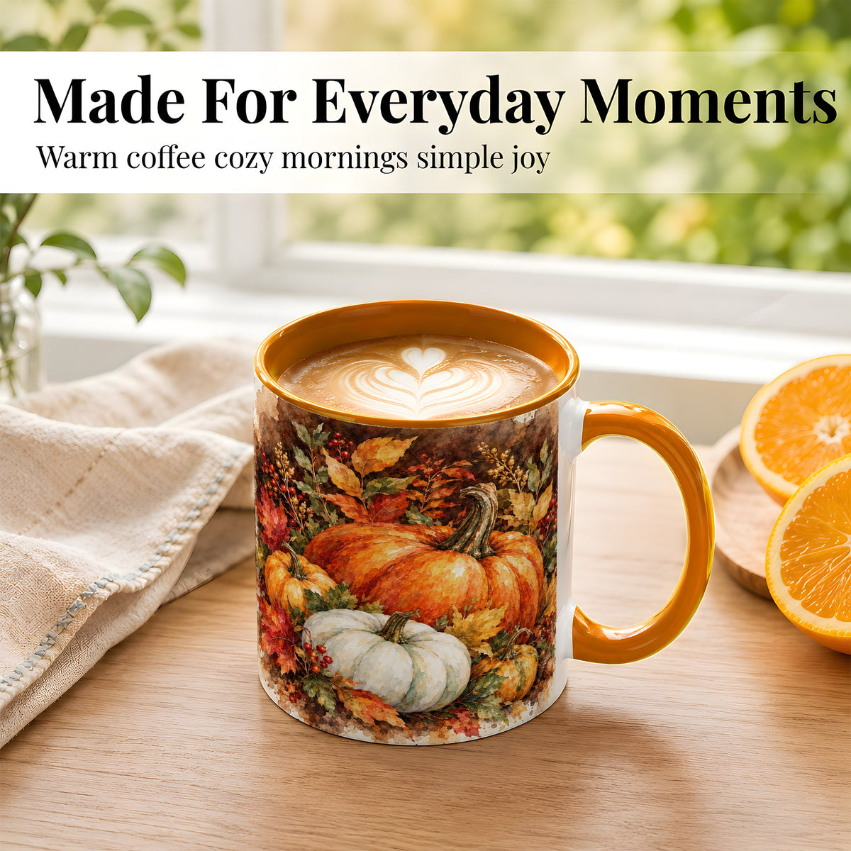 #pl[11oz|Orange] Autumn Pumpkin Harvest Coffee Mug, Fall Pumpkin Mug, Ceramic Cup