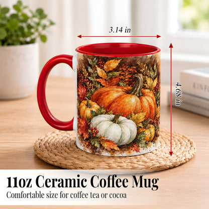 #pl[11oz|Red] Autumn Pumpkin Harvest Coffee Mug, Fall Pumpkin Mug, Ceramic Cup