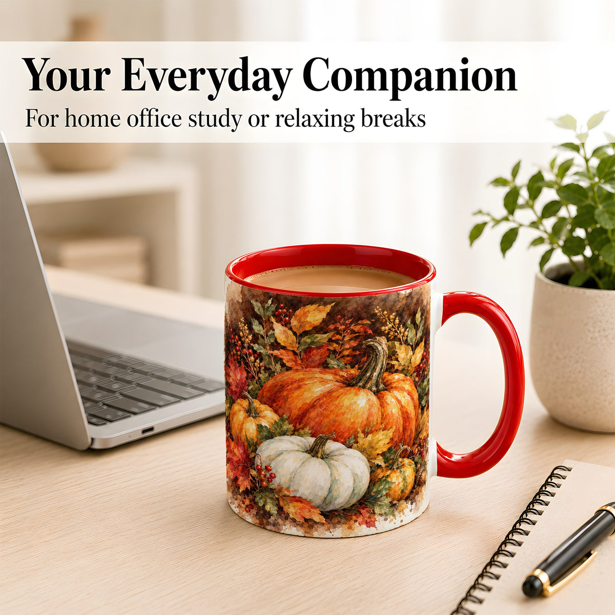 #pl[11oz|Red] Autumn Pumpkin Harvest Coffee Mug, Fall Pumpkin Mug, Ceramic Cup