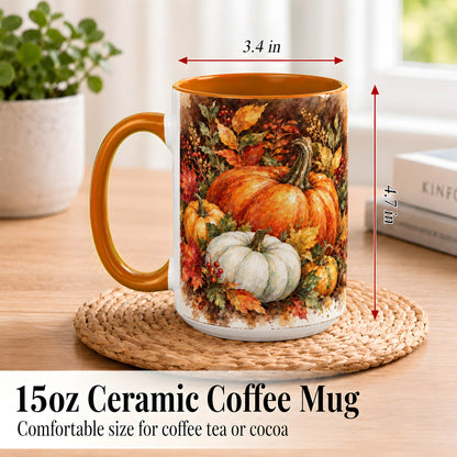 #pl[15oz|Orange] Autumn Pumpkin Harvest Coffee Mug, Fall Pumpkin Mug, Ceramic Cup