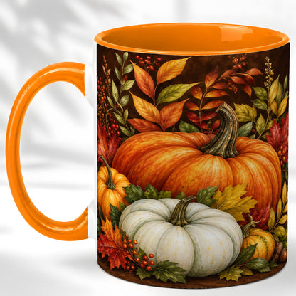 #pl[11oz|Orange] Rustic Autumn Pumpkin Coffee Mug, Fall Harvest Mug, Ceramic Cup