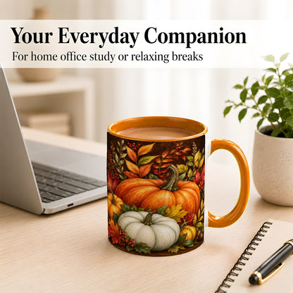 #pl[11oz|Orange] Rustic Autumn Pumpkin Coffee Mug, Fall Harvest Mug, Ceramic Cup