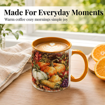 #pl[11oz|Orange] Watercolor Pumpkin Coffee Mug, Autumn Harvest Mug, Ceramic Cup