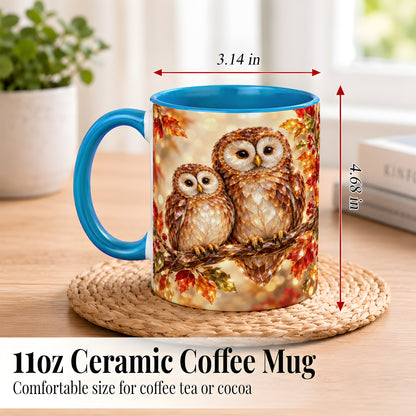 #pl[11oz|Blue] Faceted Owl Coffee Mug, Autumn Owl Mug, Ceramic Cup