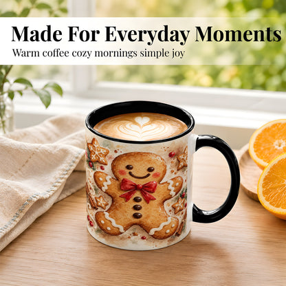 #pl[11oz|Black] Watercolor Gingerbread Coffee Mug, Christmas Cookie Mug, Ceramic Cup