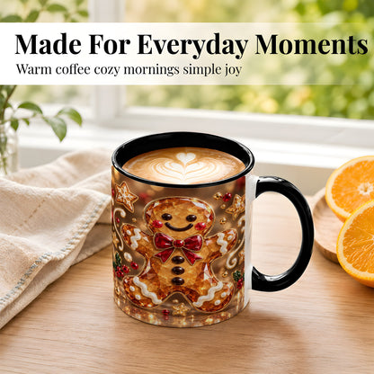 #pl[11oz|Black] Jewel Style Gingerbread Coffee Mug, Sparkling Holiday Mug, Ceramic Cup