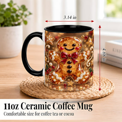 #pl[11oz|Black] Jewel Style Gingerbread Coffee Mug, Sparkling Holiday Mug, Ceramic Cup
