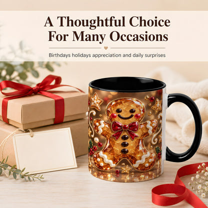 #pl[11oz|Black] Jewel Style Gingerbread Coffee Mug, Sparkling Holiday Mug, Ceramic Cup