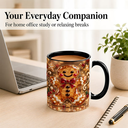 #pl[11oz|Black] Jewel Style Gingerbread Coffee Mug, Sparkling Holiday Mug, Ceramic Cup