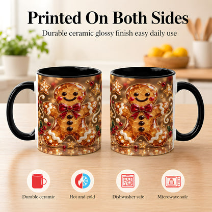 #pl[11oz|Black] Jewel Style Gingerbread Coffee Mug, Sparkling Holiday Mug, Ceramic Cup