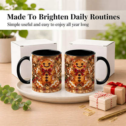 #pl[11oz|Black] Jewel Style Gingerbread Coffee Mug, Sparkling Holiday Mug, Ceramic Cup
