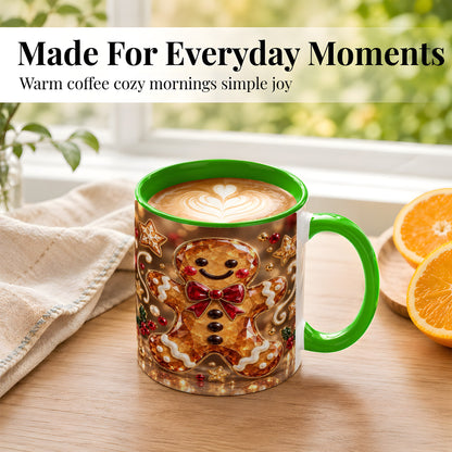 #pl[11oz|Green] Jewel Style Gingerbread Coffee Mug, Sparkling Holiday Mug, Ceramic Cup