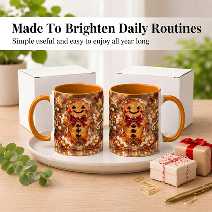 #pl[11oz|Orange] Jewel Style Gingerbread Coffee Mug, Sparkling Holiday Mug, Ceramic Cup