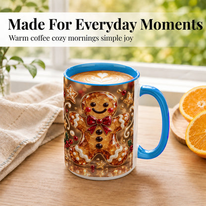 #pl[15oz|Blue] Jewel Style Gingerbread Coffee Mug, Sparkling Holiday Mug, Ceramic Cup