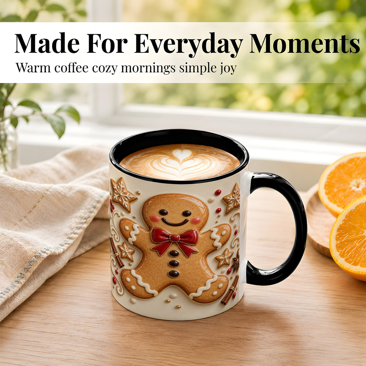 #pl[11oz|Black] Classic Gingerbread Coffee Mug, Christmas Cookie Mug, Ceramic Cup