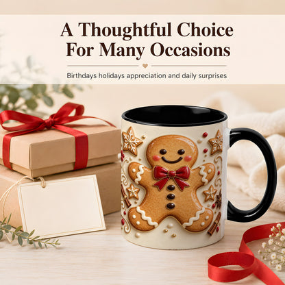 #pl[11oz|Black] Classic Gingerbread Coffee Mug, Christmas Cookie Mug, Ceramic Cup