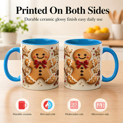 #pl[11oz|Blue] Classic Gingerbread Coffee Mug, Christmas Cookie Mug, Ceramic Cup
