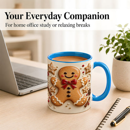 #pl[11oz|Blue] Classic Gingerbread Coffee Mug, Christmas Cookie Mug, Ceramic Cup