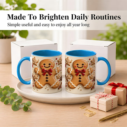 #pl[11oz|Blue] Classic Gingerbread Coffee Mug, Christmas Cookie Mug, Ceramic Cup