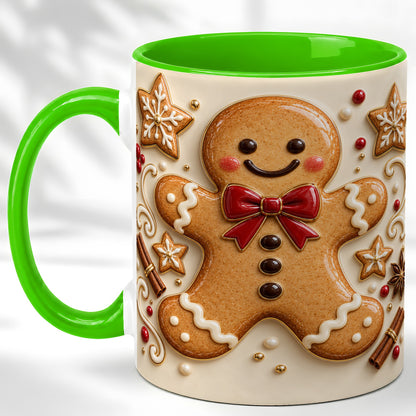 #pl[11oz|Green] Classic Gingerbread Coffee Mug, Christmas Cookie Mug, Ceramic Cup