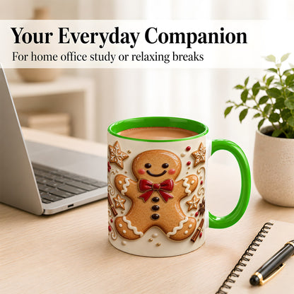 #pl[11oz|Green] Classic Gingerbread Coffee Mug, Christmas Cookie Mug, Ceramic Cup