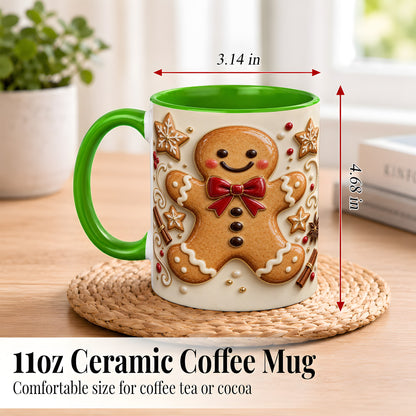 #pl[11oz|Green] Classic Gingerbread Coffee Mug, Christmas Cookie Mug, Ceramic Cup