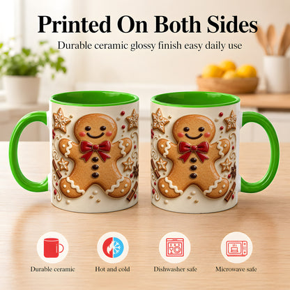 #pl[11oz|Green] Classic Gingerbread Coffee Mug, Christmas Cookie Mug, Ceramic Cup