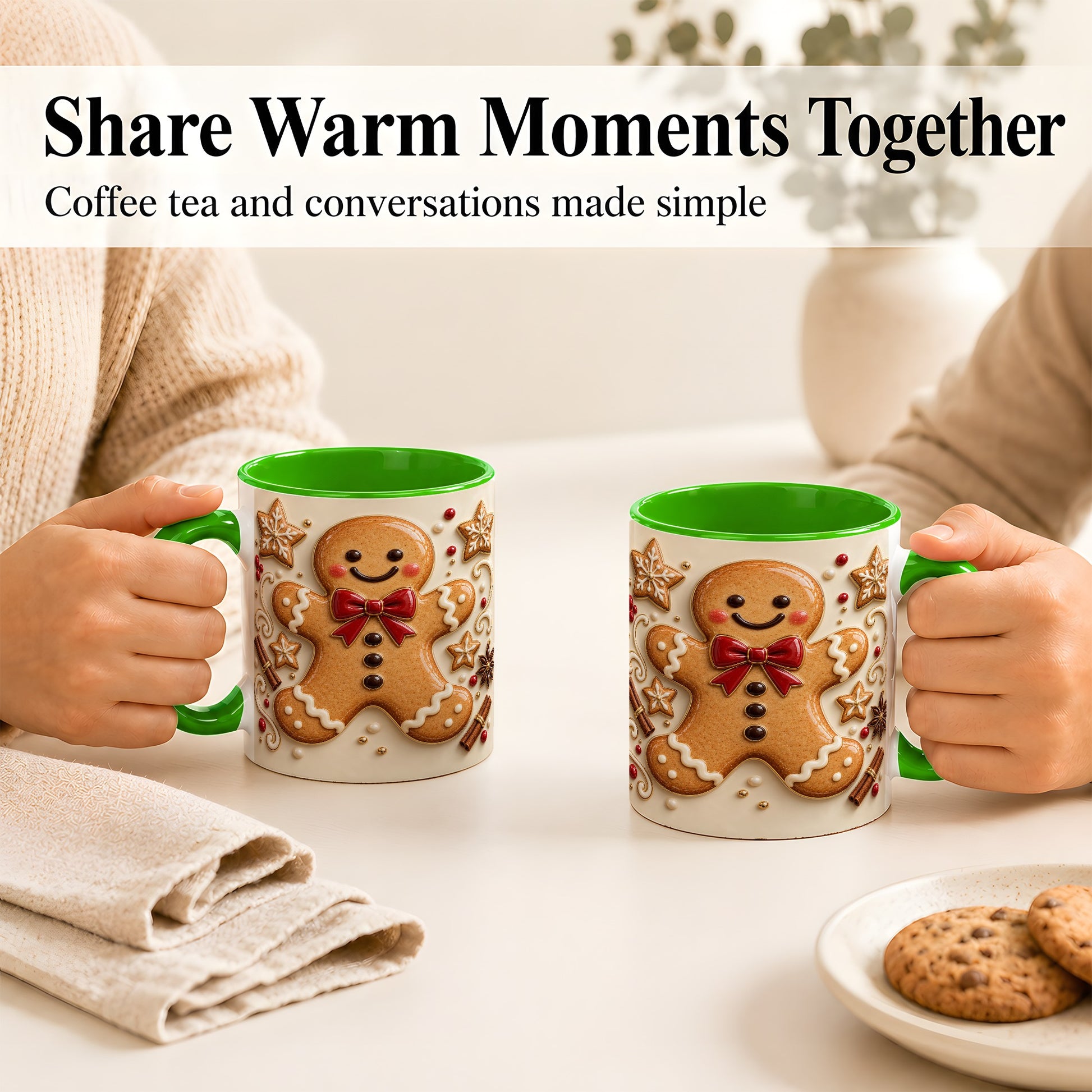 #pl[11oz|Green] Classic Gingerbread Coffee Mug, Christmas Cookie Mug, Ceramic Cup