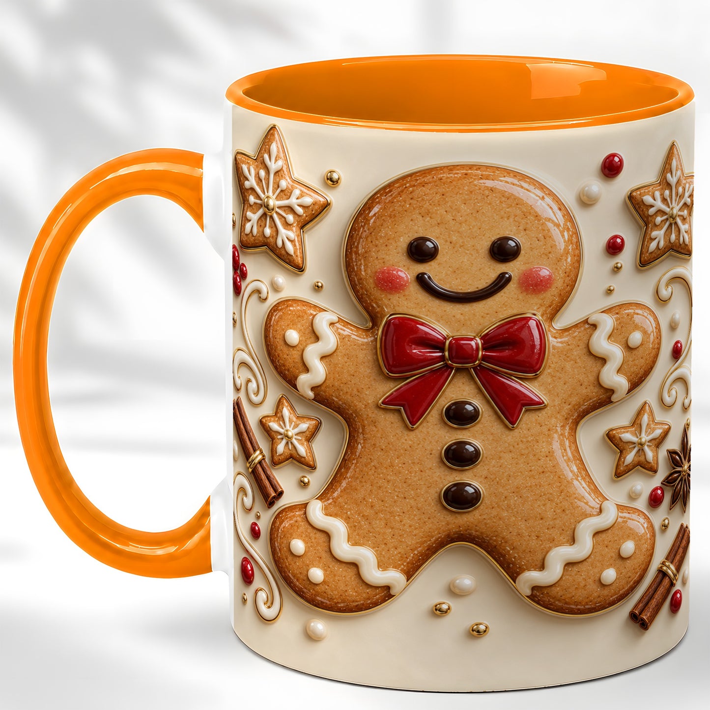 #pl[11oz|Orange] Classic Gingerbread Coffee Mug, Christmas Cookie Mug, Ceramic Cup