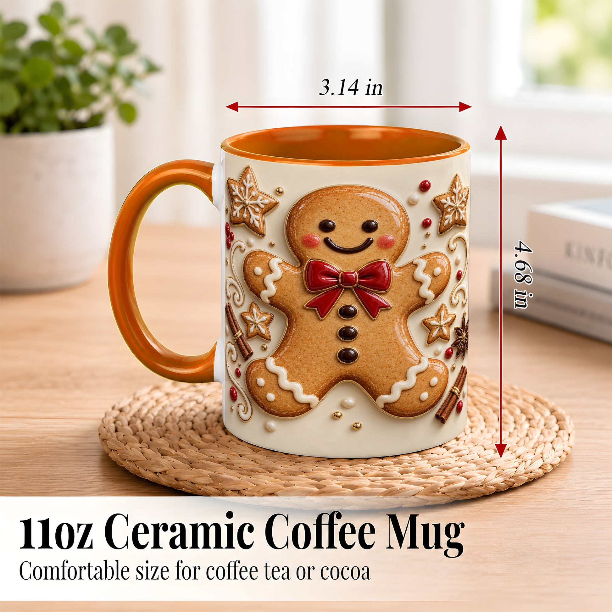 #pl[11oz|Orange] Classic Gingerbread Coffee Mug, Christmas Cookie Mug, Ceramic Cup