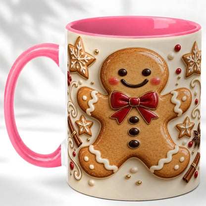 #pl[11oz|Pink] Classic Gingerbread Coffee Mug, Christmas Cookie Mug, Ceramic Cup